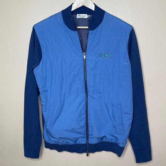 Peter Millar  Mens Large Blue Full Zip Jacket Crown Comfort - Picture 1 of 11